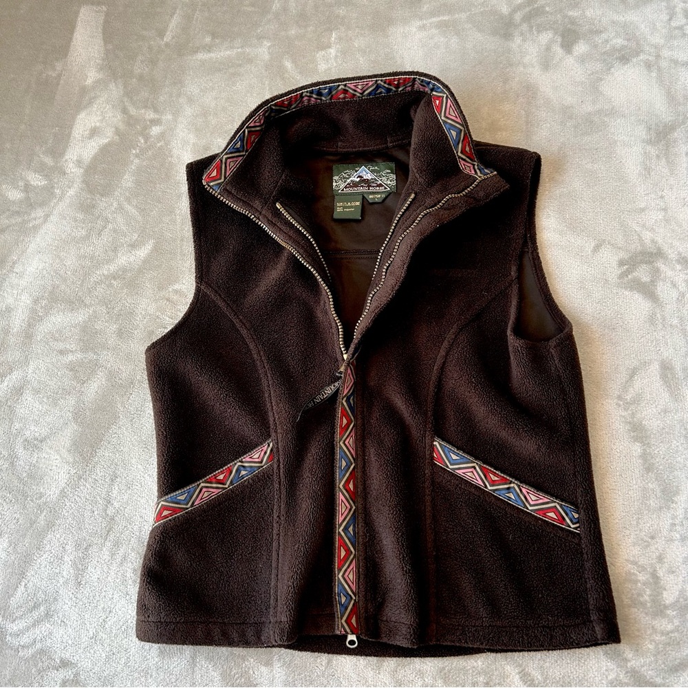 Mountain Horse Fleece Vest Women L Black Country Western Farm Cottage Equestrian